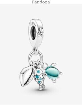 Pandora Fish, Sea Turtle & Conch Triple Dangle Charm